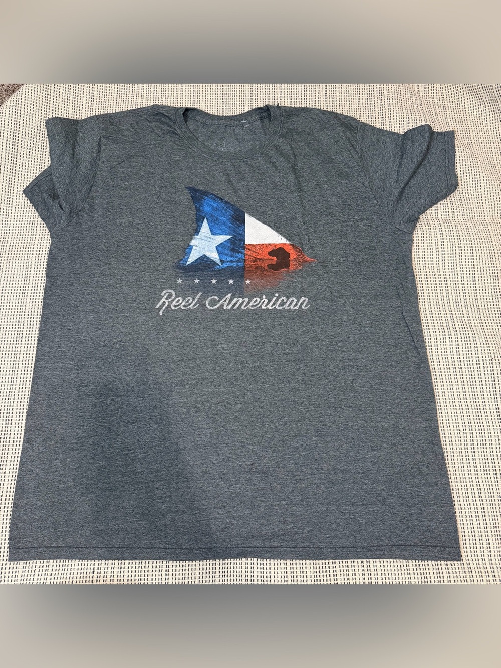 Reel American Flag Shark Graphic Tee - Gray